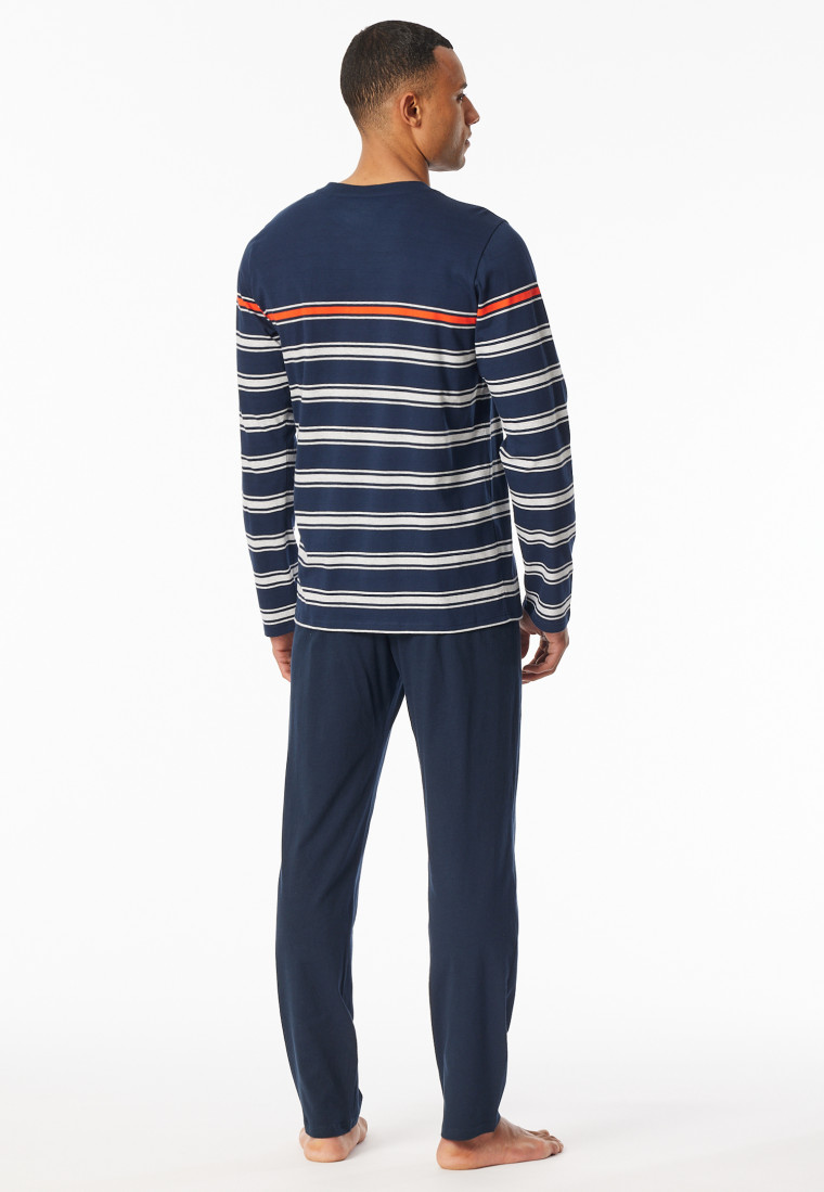 Pyjama long rayures bleu nuit - Casual Nightwear