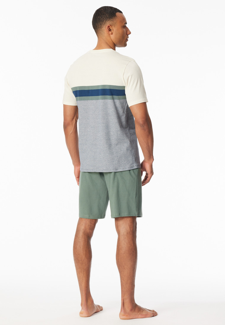 Short pyjamas striping khaki - Casual Nightwear