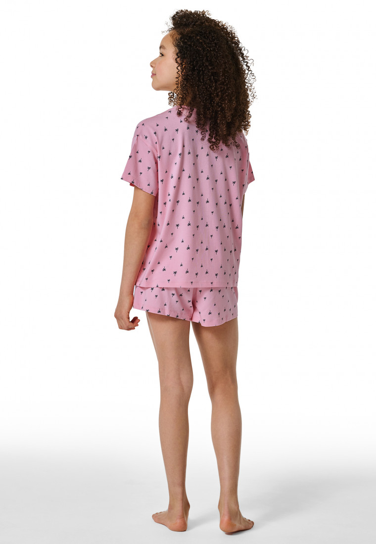 Schlafanzug kurz Palmen powder pink - Nightwear