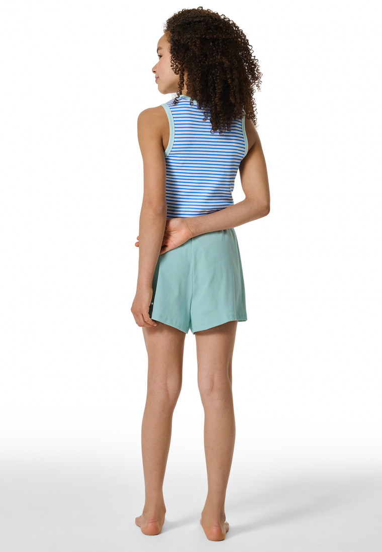 Schlafanzug kurz Doppelripp Streifen aquarium - Nightwear
