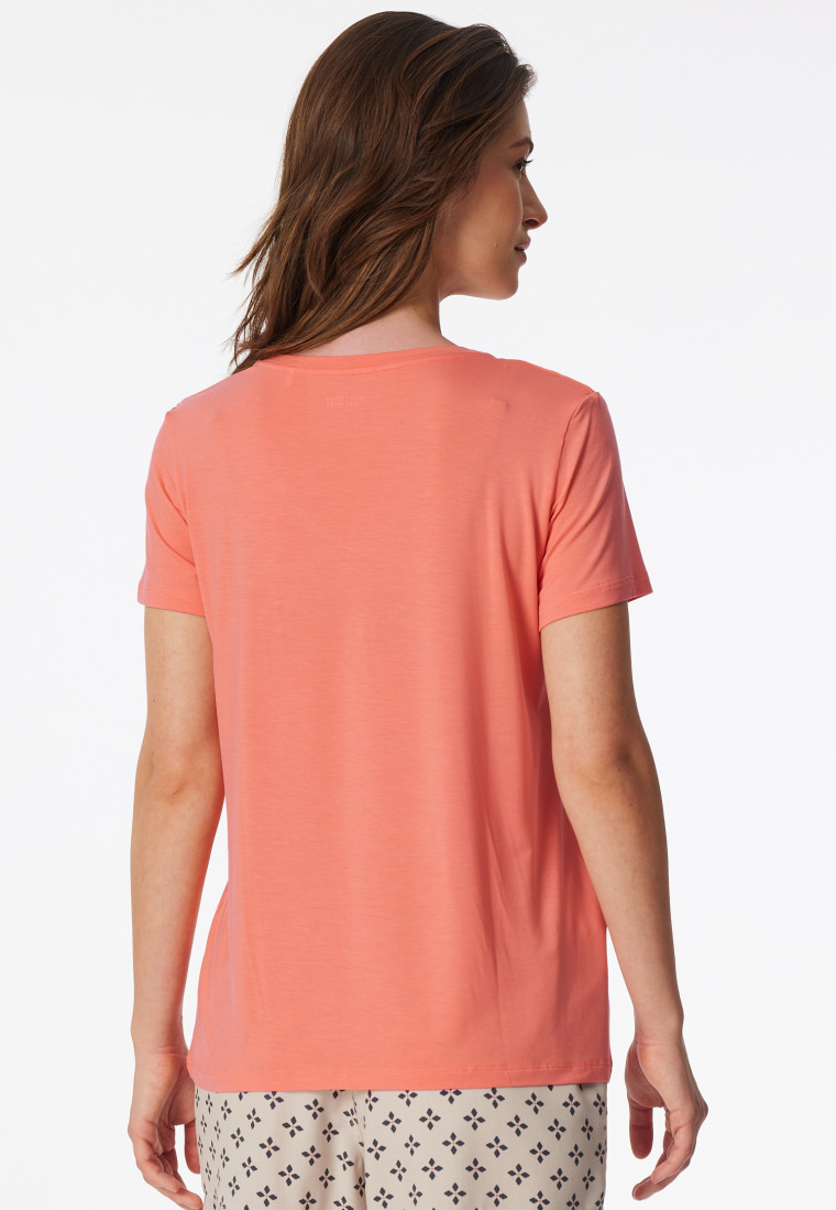 Shirt short sleeve v-neck peach - Mix+Relax