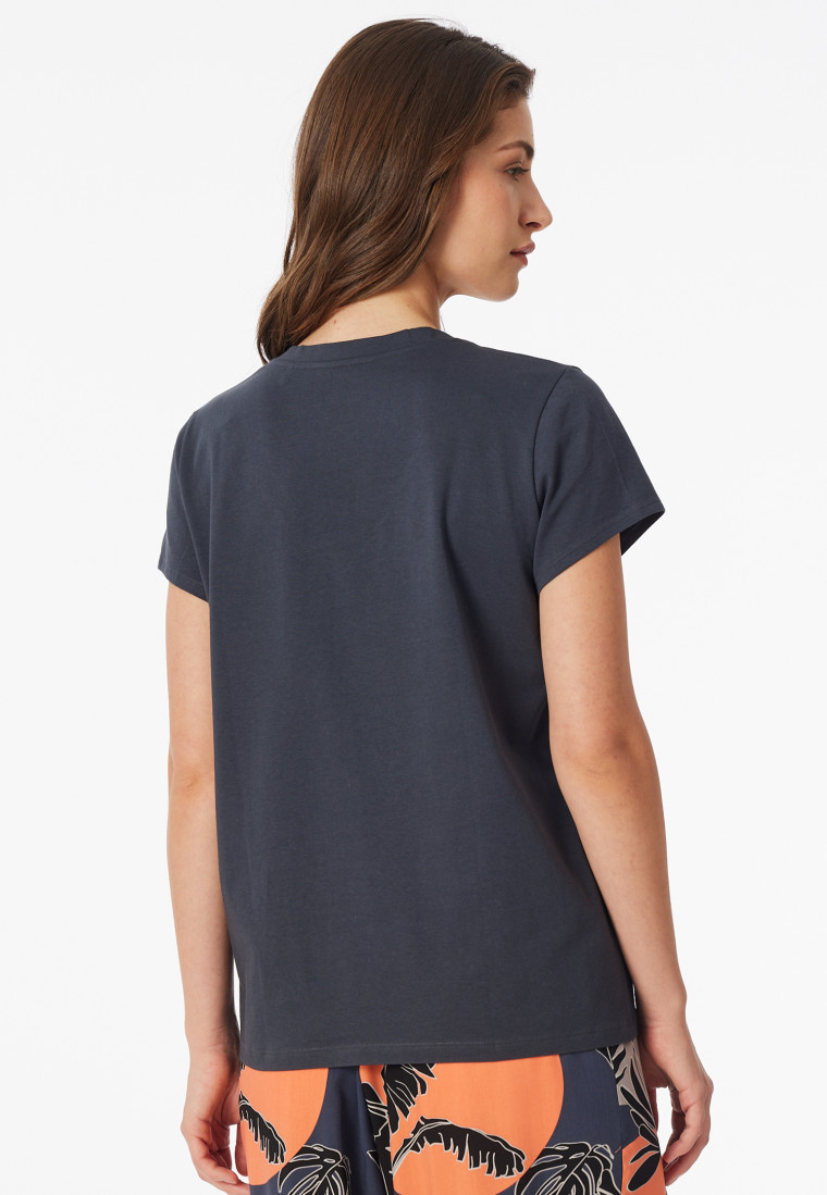 Shirt kurzarm tiefer V-Ausschnitt graphit - Mix+Relax