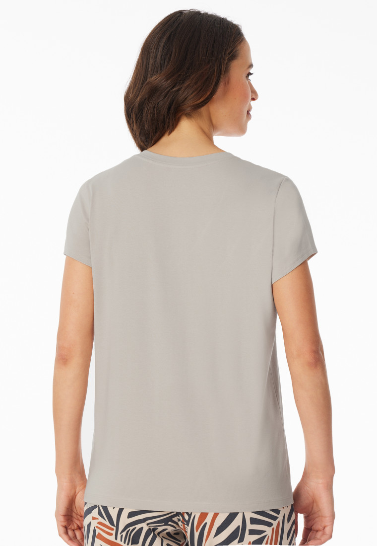 Shirt kurzarm tiefer V-Ausschnitt grau-jaspe - Mix+Relax