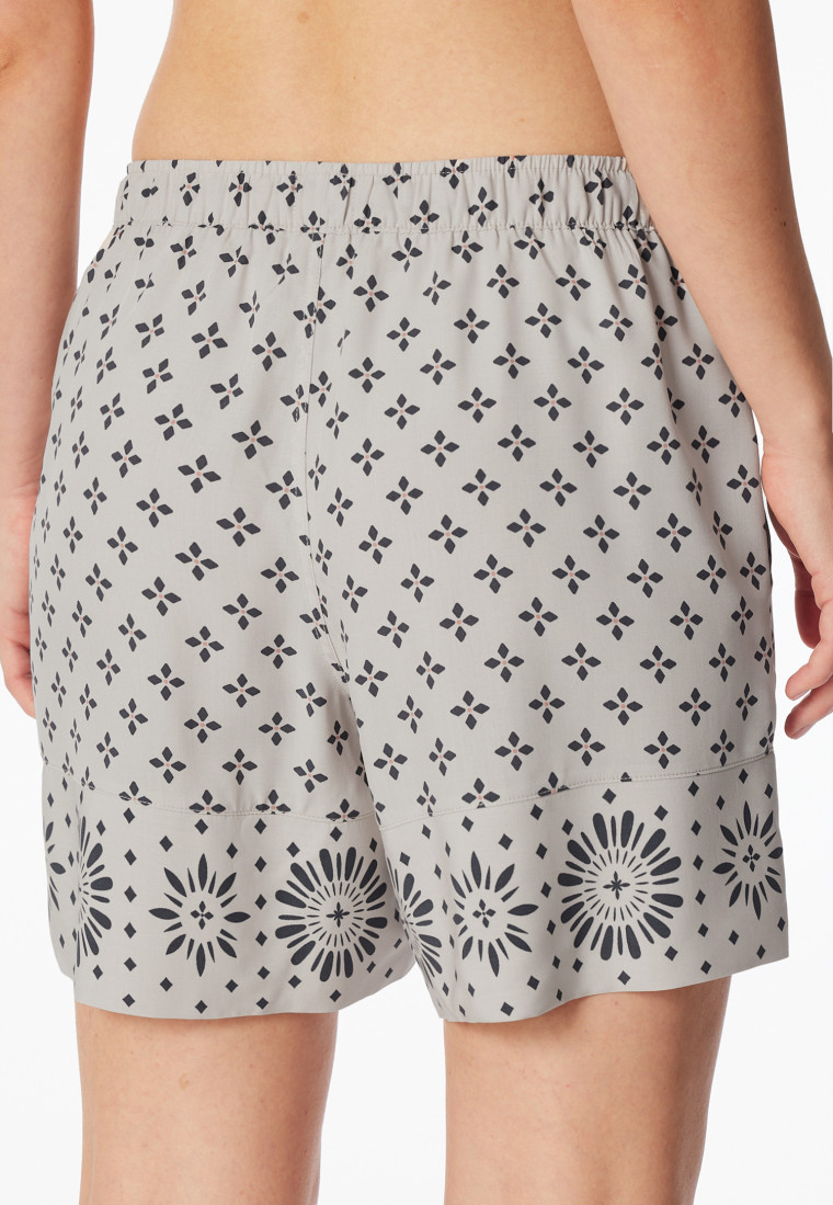Hose kurz Ikat-Muster grau-jaspe - Mix+Relax