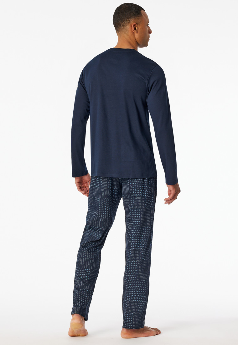 Pyjama lange knoopsluiting grafiet - Fine Interlock