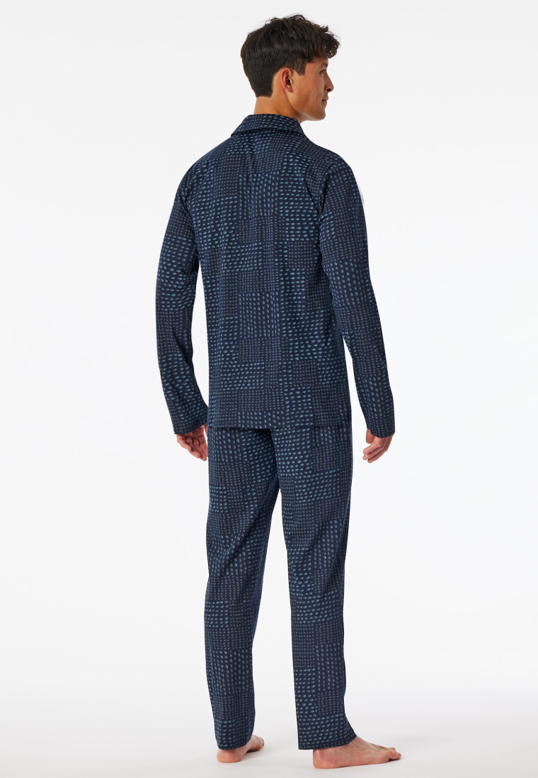 Pyjama lang Knopfleiste graphit - Fine Interlock