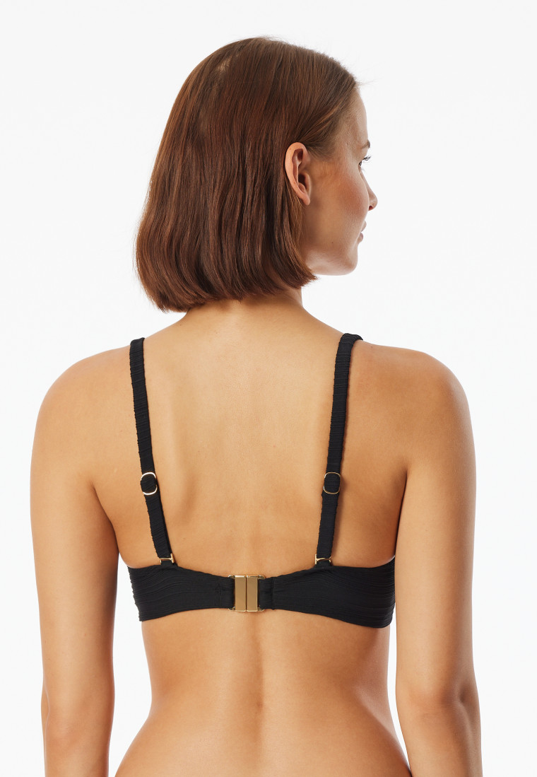 Bikini con strisce riciclate in jersey di conchiglia nero - Aqua