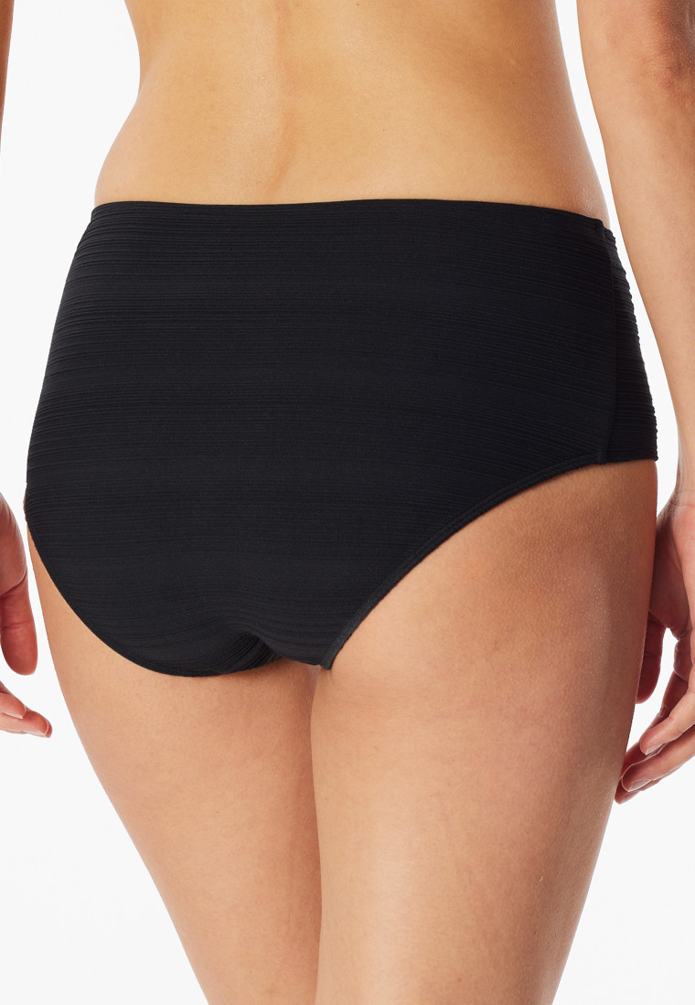 Bikini panty jersey recycled stripes black - aqua