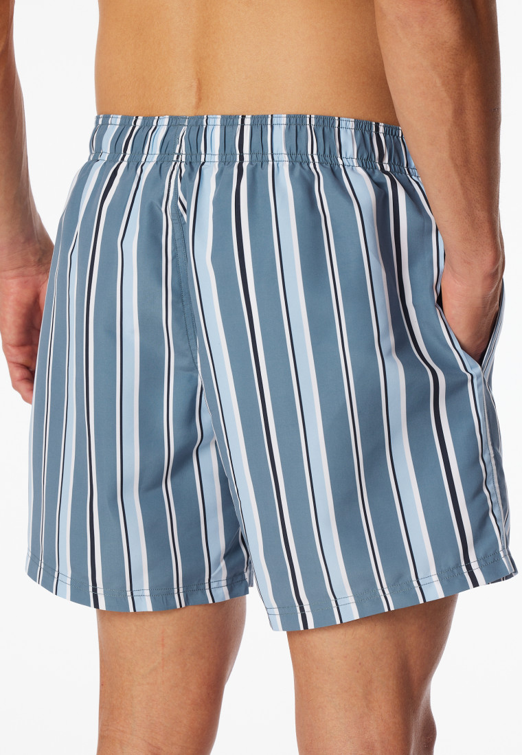 Swim trunks woven fabric recycled stripes atlantic blue - Aqua