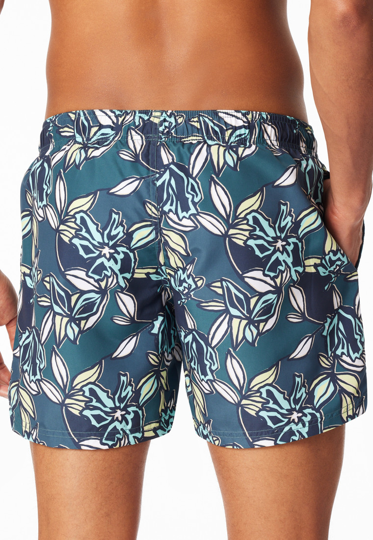 Swim trunks woven fabric multicolor patterned - Aqua