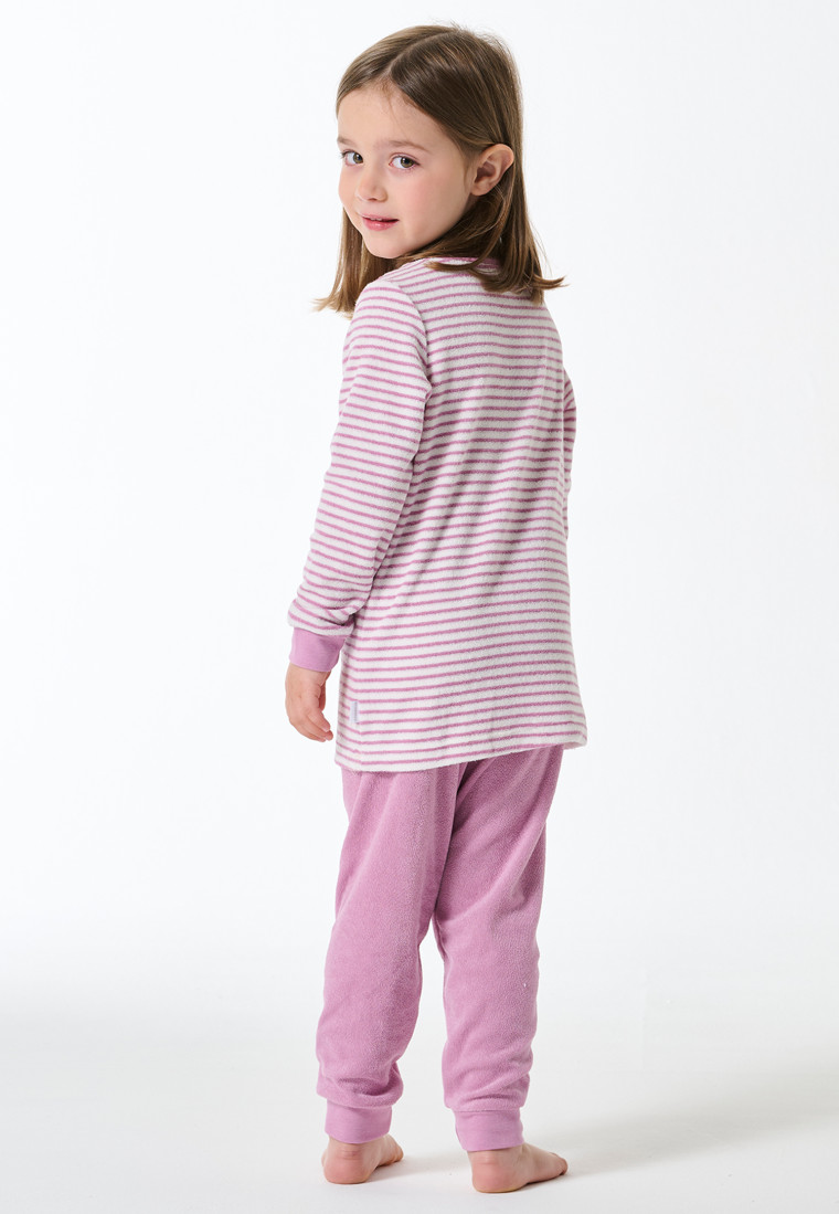 Pyjama long tissu éponge poignet rayures orchidées - Kids Nightwear