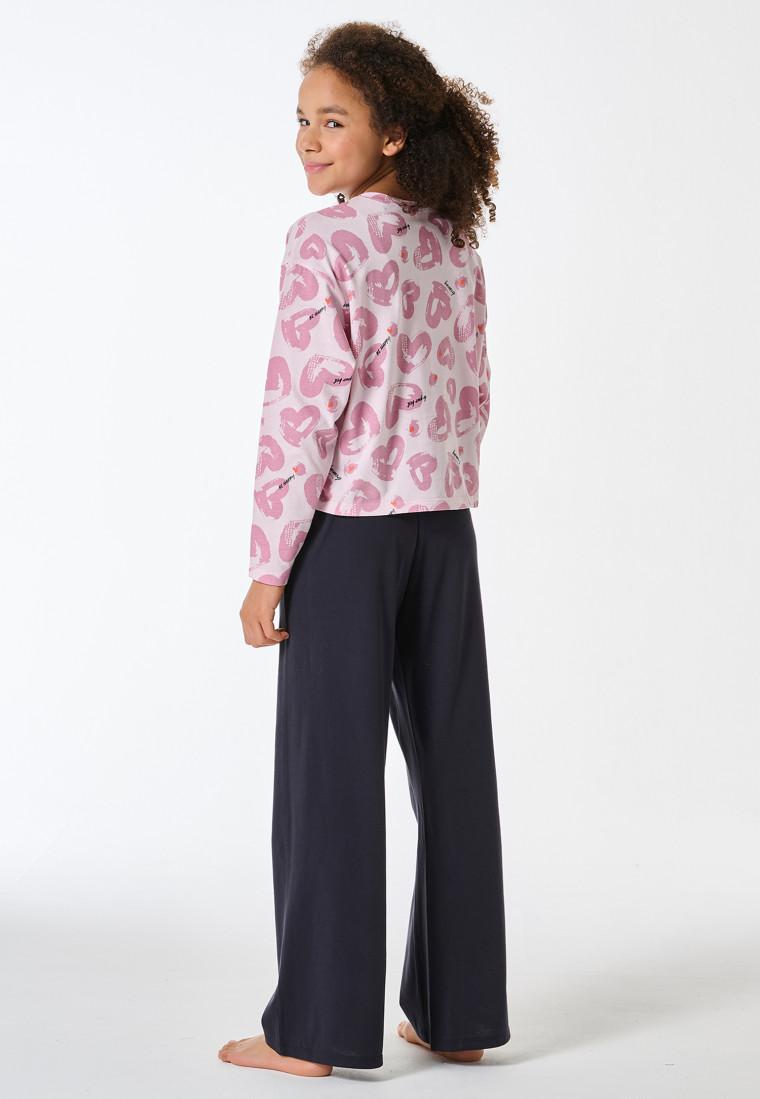 Lange pyjama harten zacht roze - Teens Nightwear