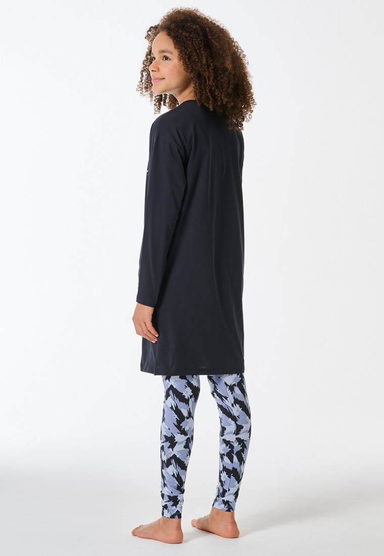 Schlafanzug lang Leggings Katze navy - Teens Nightwear