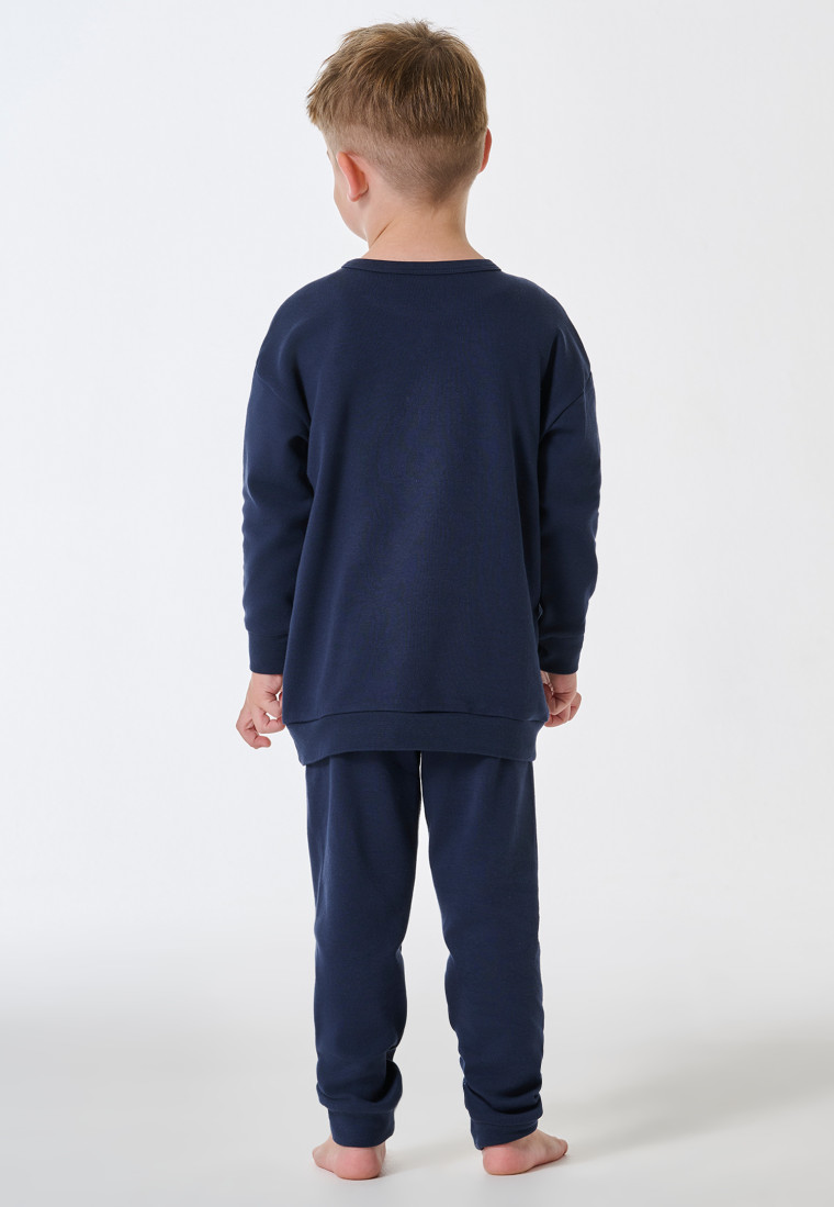 Schlafanzug lang Interlock Bündchen dunkelblau - Kids Nightwear