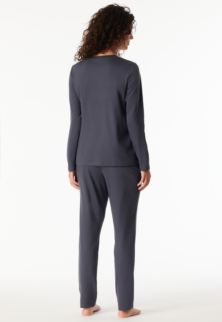 Lange pyjama bloemen grafiet - Comfort Interlock