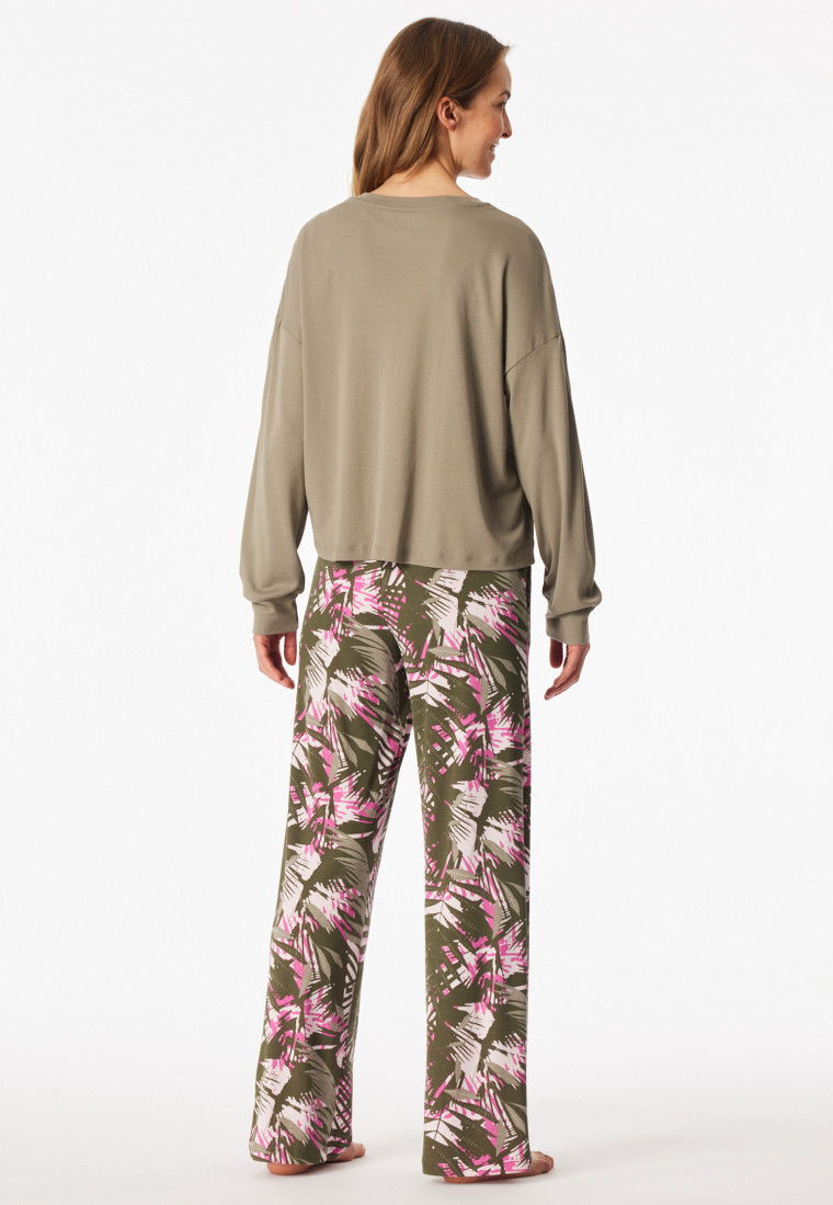 Pyjamas long interlock palm trees jade - Modern Nightwear