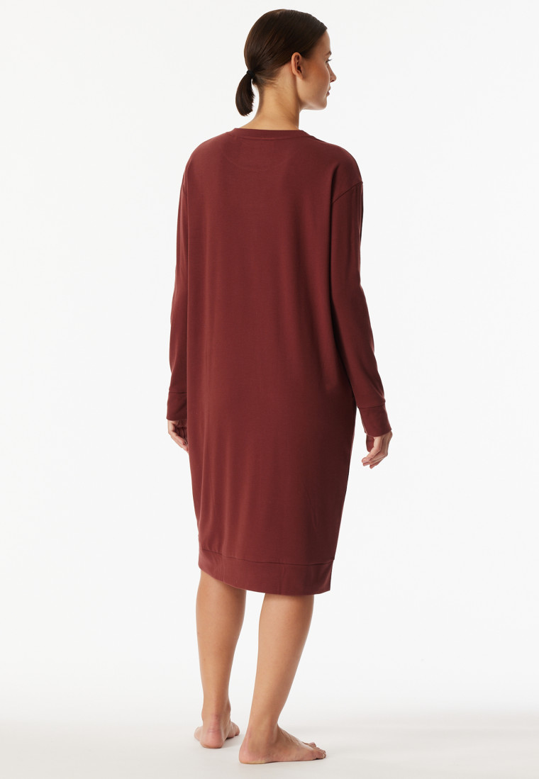Nachthemd langarm Interlock wärmend burgund - Selected Premium Warming