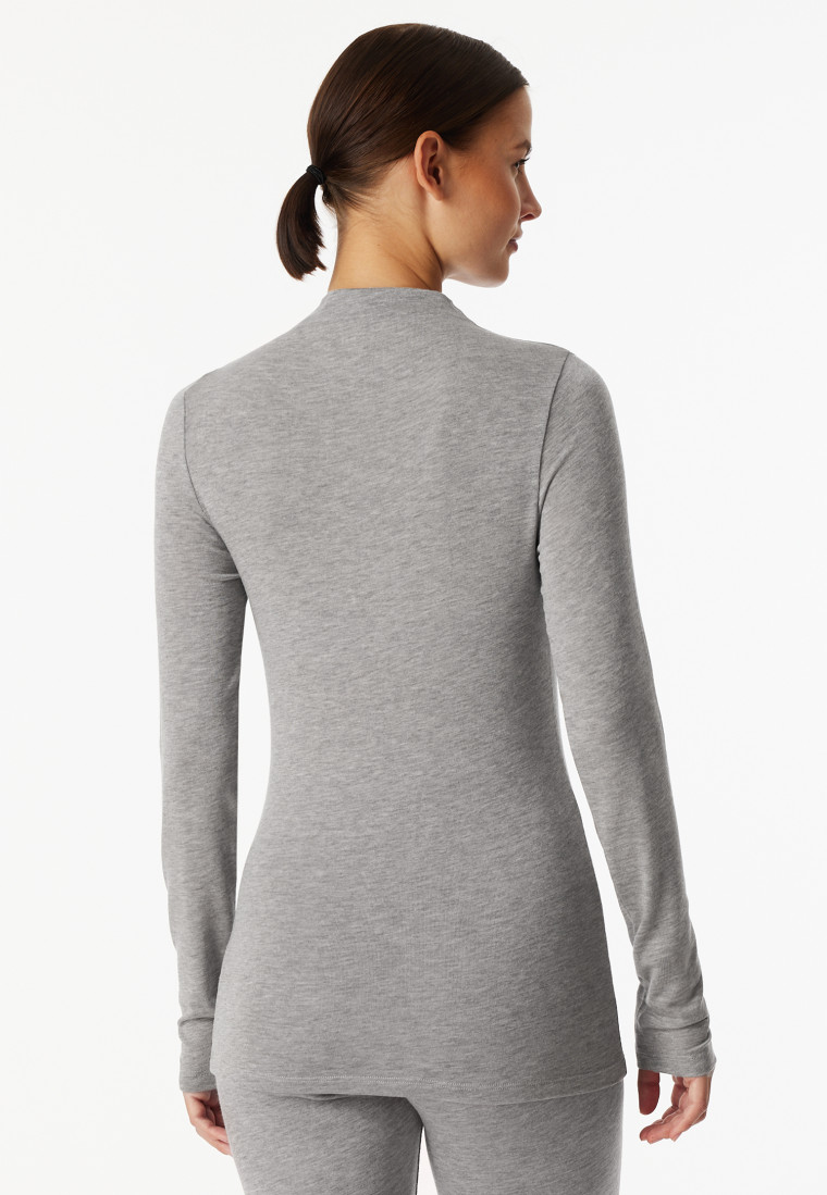 Shirt mit Rolli langarm grau-meliert - Premium Warming