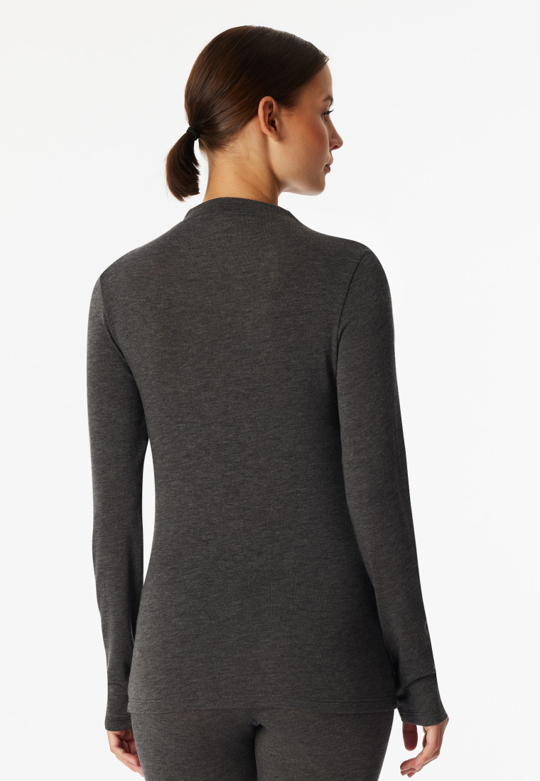 Shirt with turtleneck long-sleeve dark grey mottled - Premium Warming