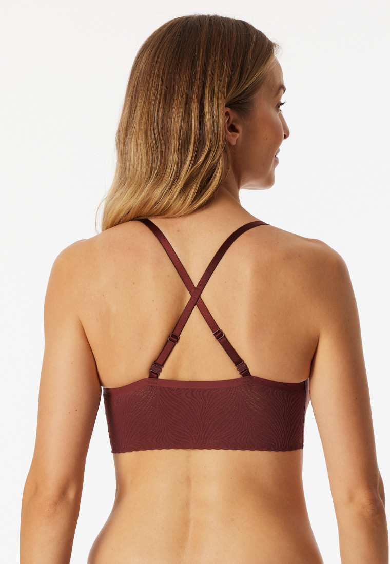 Bustier naadloze uitneembare pads kant wijnrood - Invisible Soft Lace