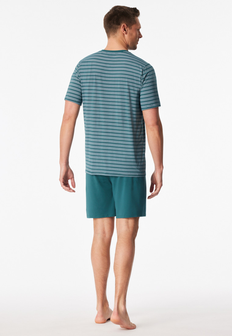 Schlafanzug kurz Ringel grün - Long Life Soft
