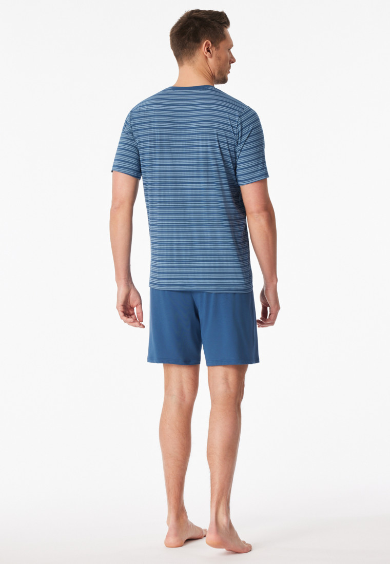 Pyjama court rayures bleu atlantique - Long Life Soft