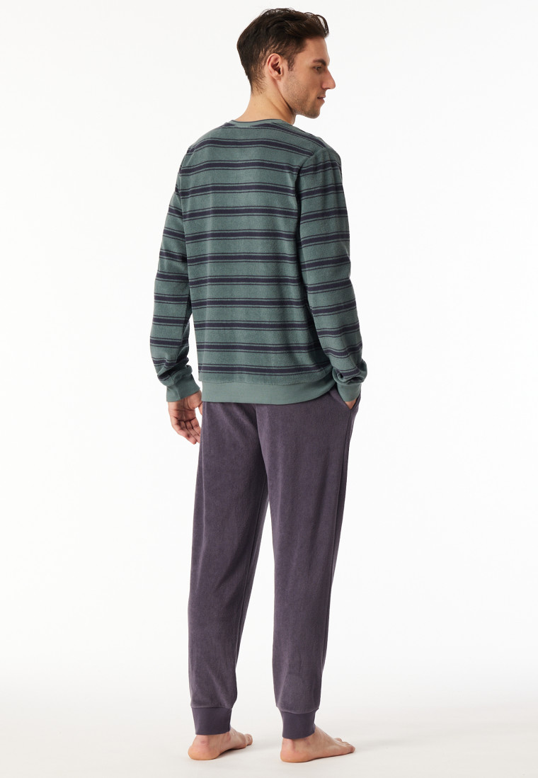 Long pyjamas terry towelling stripes mineral - Casual Nightwear