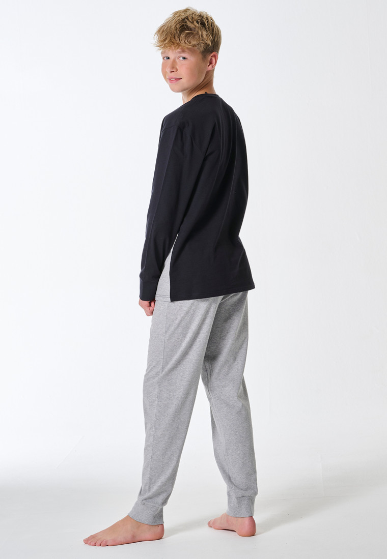 Pyjama lange pyjama colour blocking grijs - Teens Nightwear