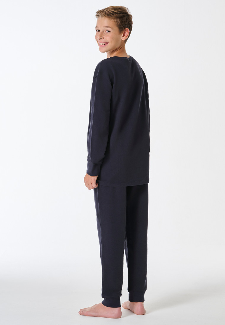 Pyjamas long sweatware cuffs navy - Teens Nightwear