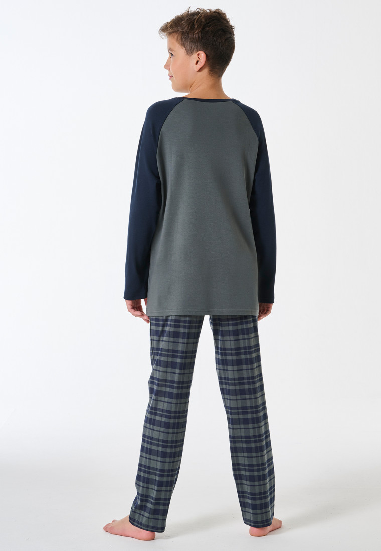 Schlafanzug lang Karo dunkelgrün - Teens Nightwear