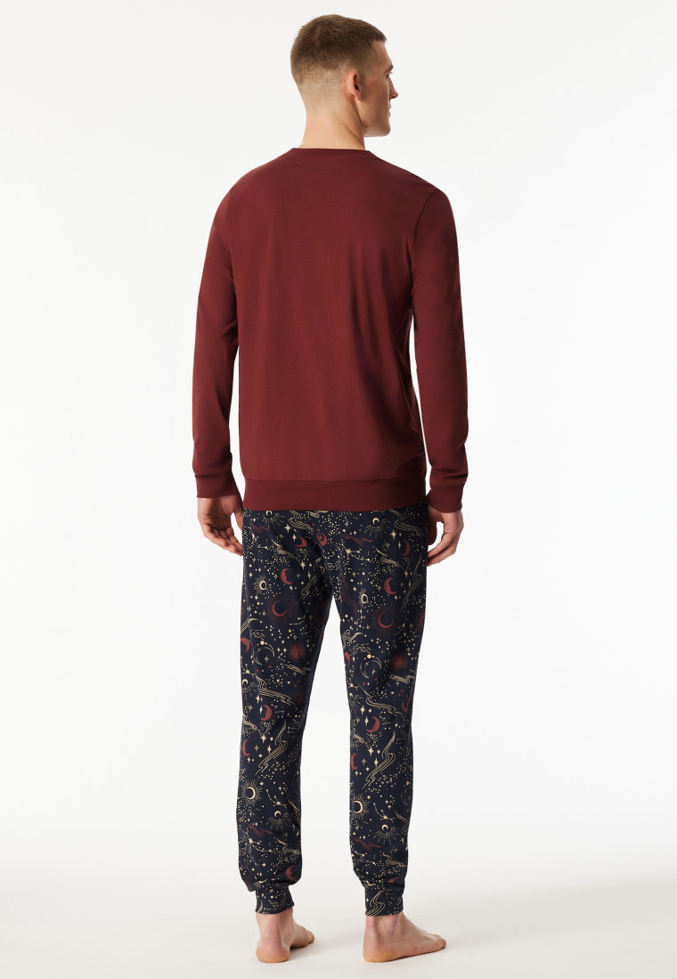 Pyjamas long pyjamas cuffs space burgundy - Family
