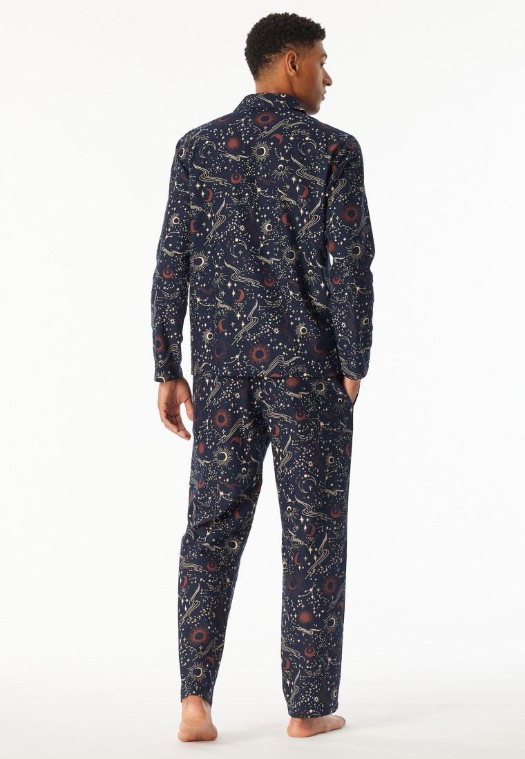 Pyjamas long flannel midnight blue print - X-Mas Family