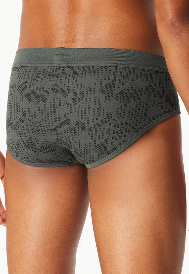 Sports briefs Interlock fly patterned dark green - Fine Interlock