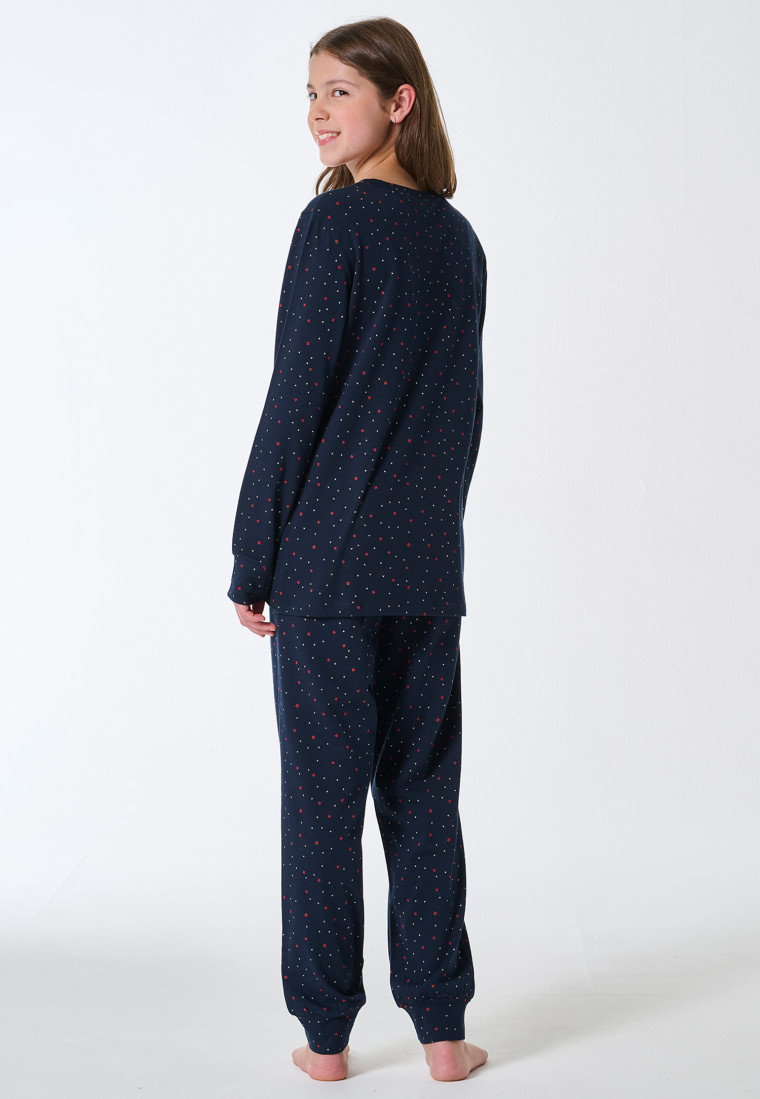 Pyjamas long cuffs heart midnight blue - Family