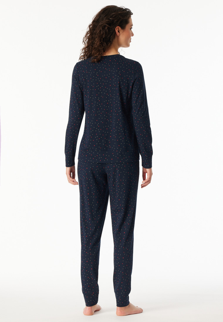 Pyjamas long cuffs heart midnight blue - Family