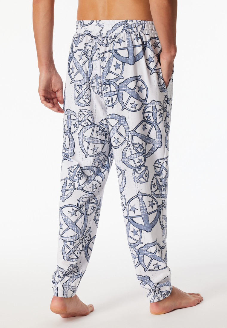 Hose lang Statement-Druck weiß-blau - SCHIESSER 150 Years