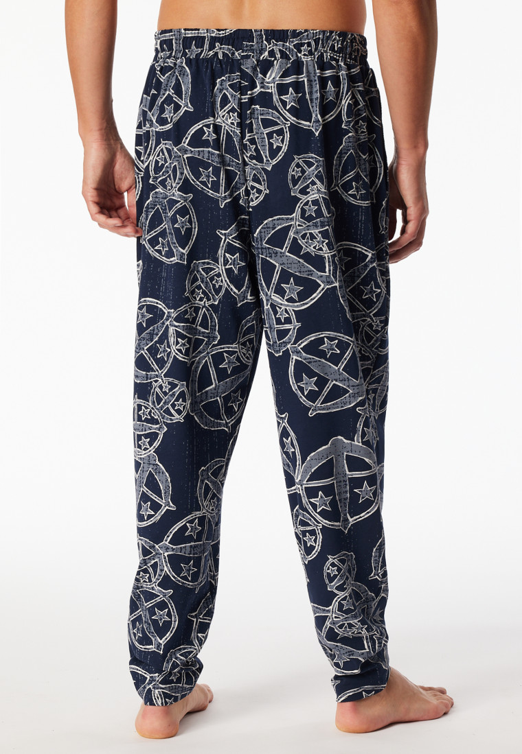 Hose lang Statement-Druck blau-weiß - SCHIESSER 150 Years