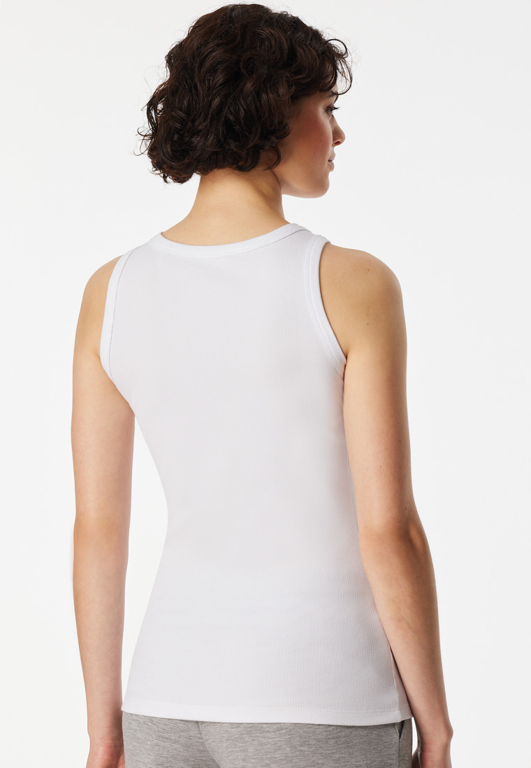 Chemise à bretelles côtelé brossé blanc - SCHIESSER 150 Years