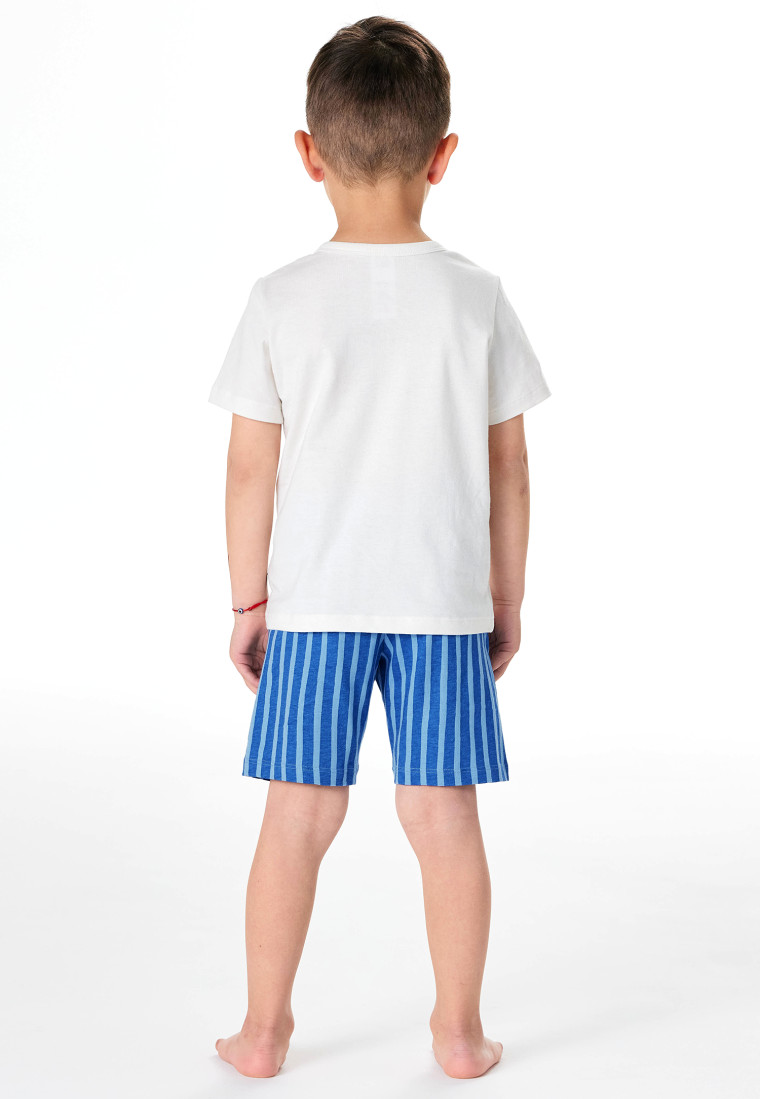 Schlafanzug kurz Wal Streifen off-white - Kids Nightwear