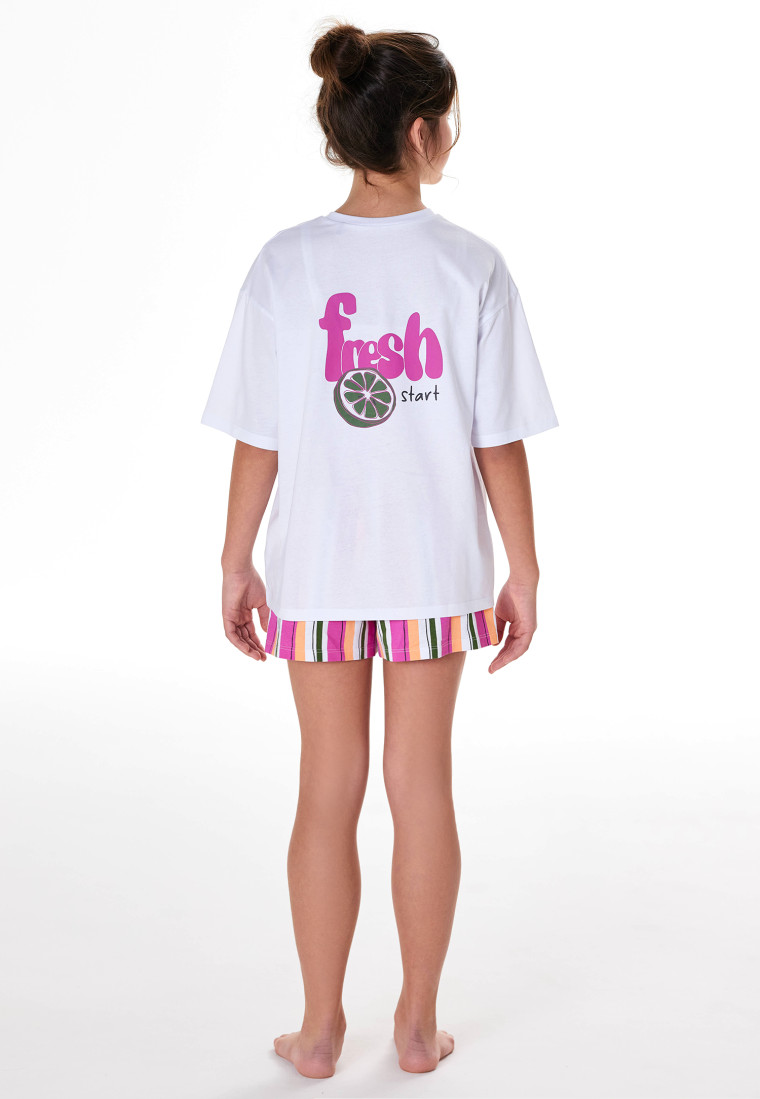 Pigiama corto a strisce bianche - Teens Nightwear