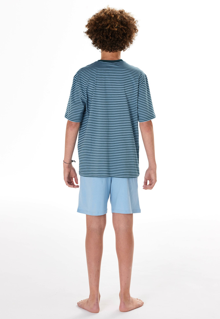 Schlafanzug kurz Ringel pacific blue - Teens Nightwear