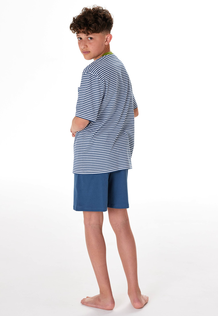 Short pyjamas striping atlantic blue - Teens Nightwear