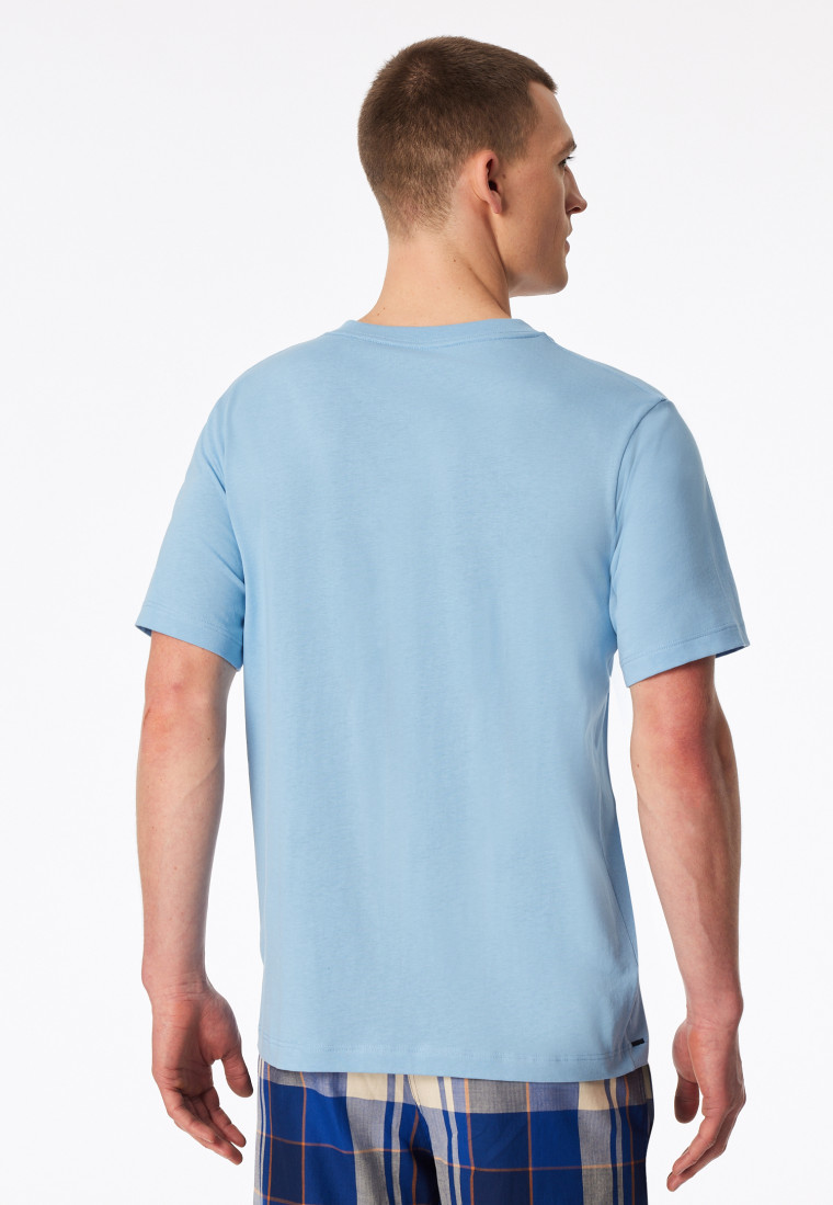 Shirt korte mouw V-hals pacific blue - Mix+ Relax