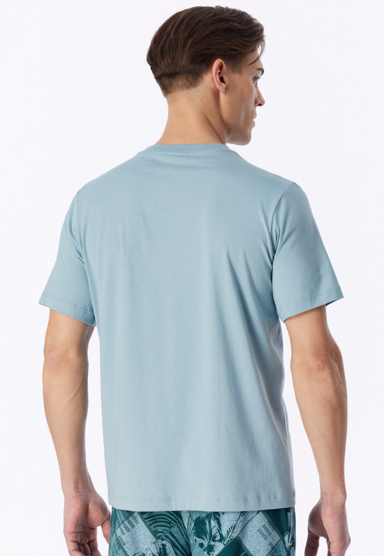 Short sleeve v-neck shirt, Ice Blue - Mix+ Relax
