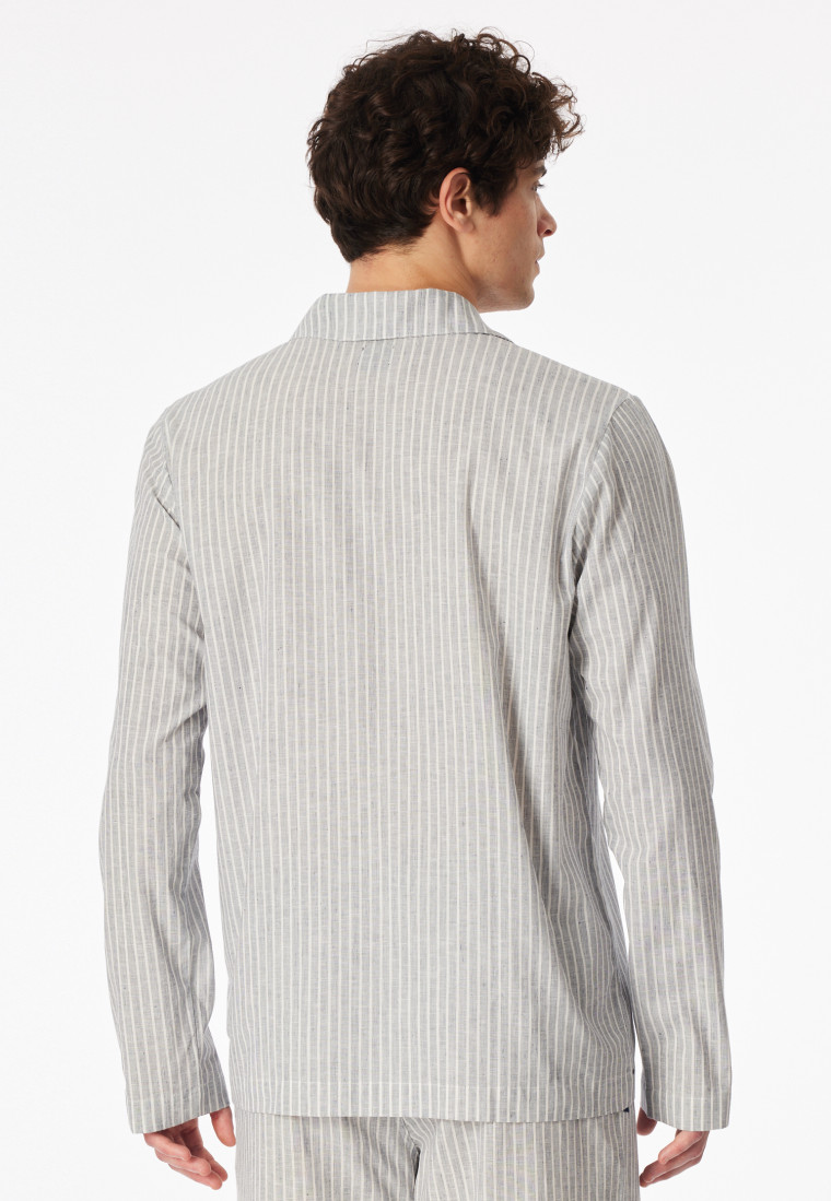 Shirt long-sleeve woven fabric linen stripes admiral - Mix+Relax