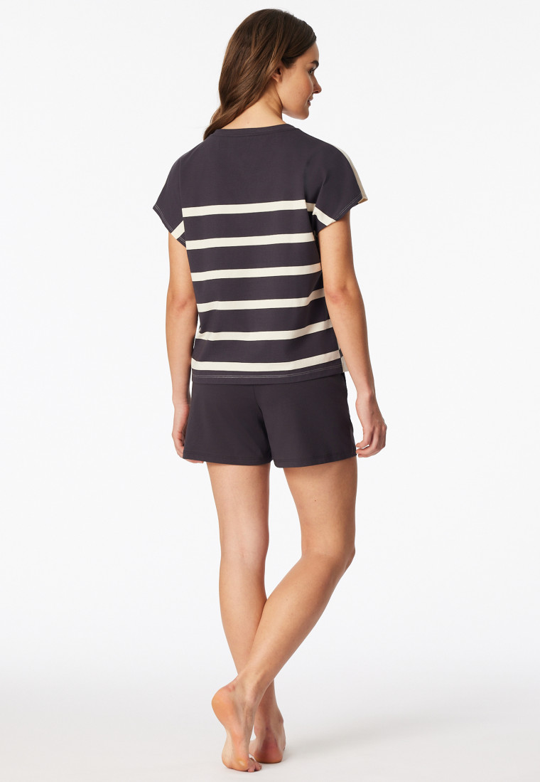 Korte pyjama met parelmoer strepen - Casual Nightwear