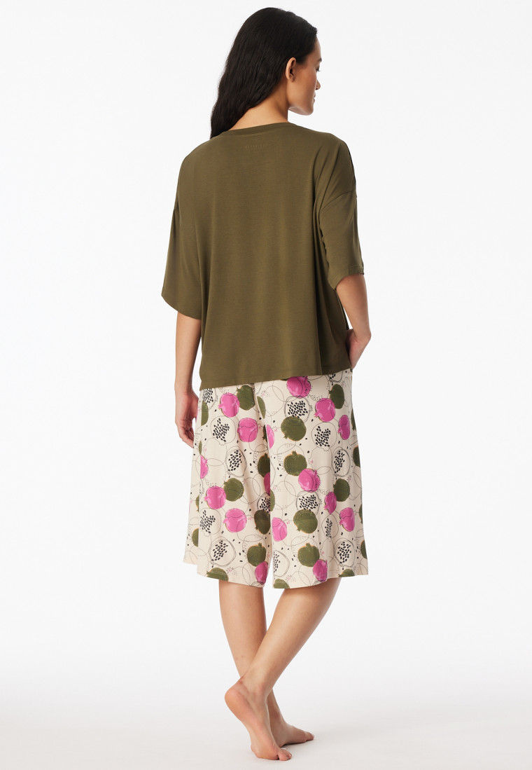 Pyjamas 3/4 length pomegranate olive - Casual Fashion