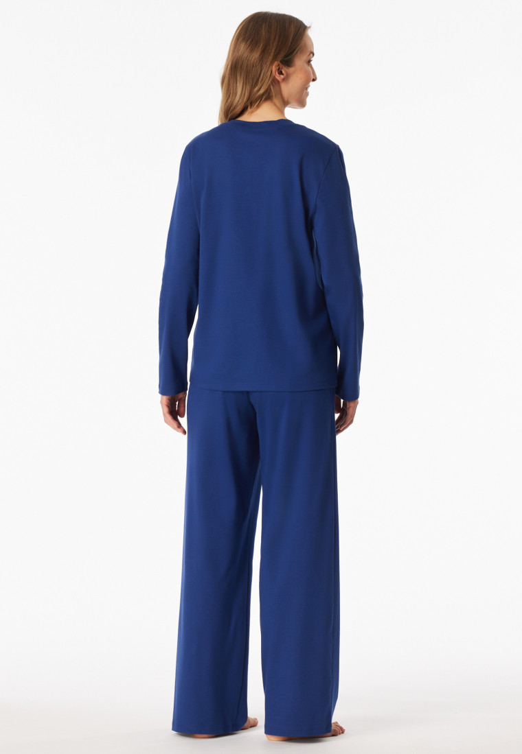 Lange pyjama palm blauw - Interlock