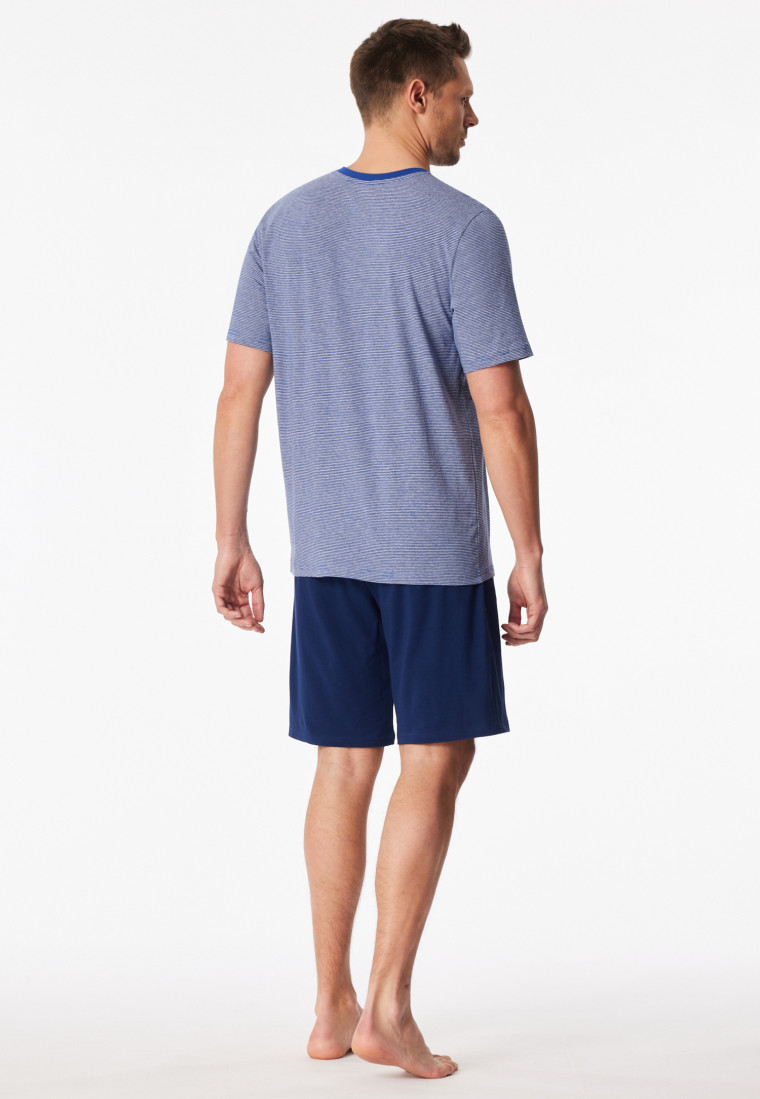 Short pyjamas striping V-neck royal - 95/5