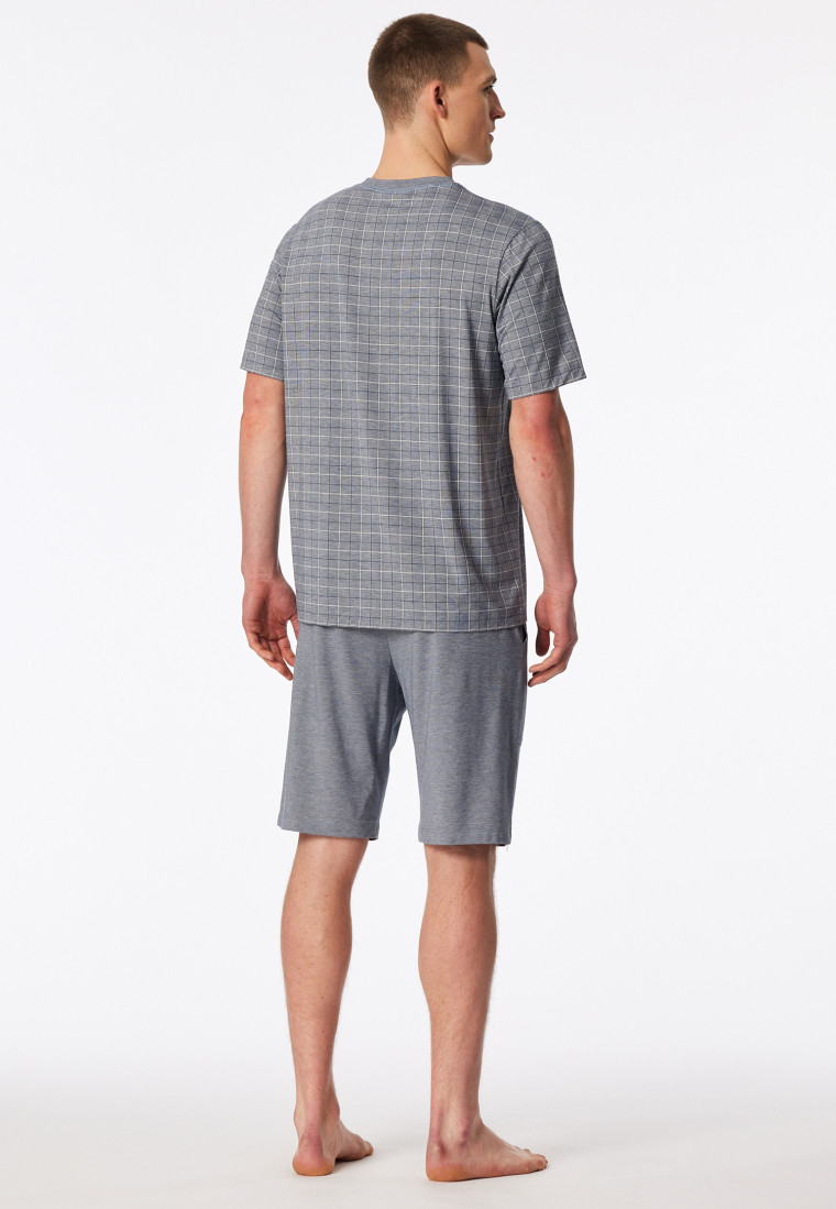 Pyjama court jacquard amiral à carreaux - Selected Premium